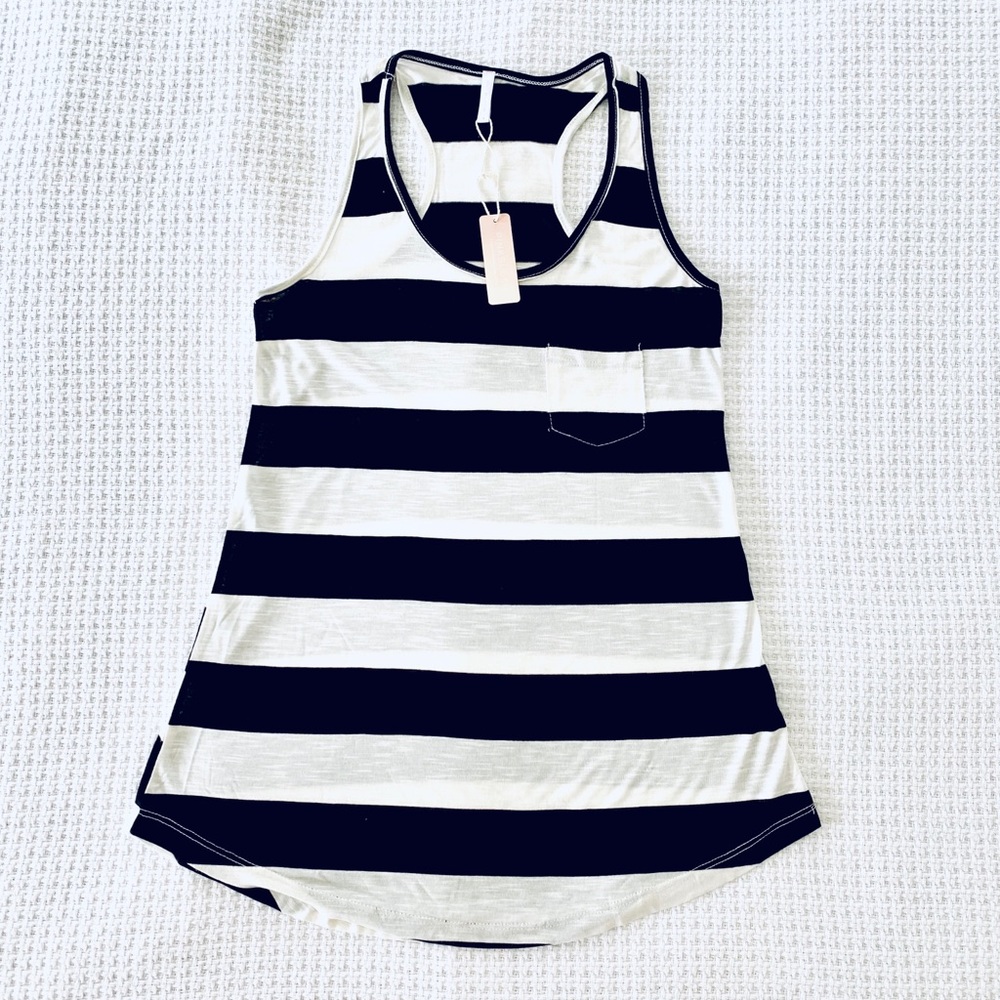 NWT Pink Blush Maternity Black&White Stripe Tank